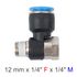 Pu Hose Fitting Tee 12mm X 1/4'f X 1/4'm